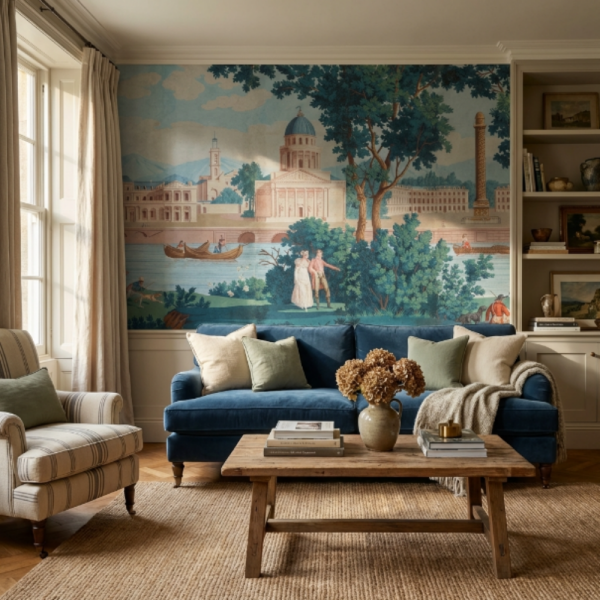 Saray Nehir Orman Manzaralı Duvar Kağıdı