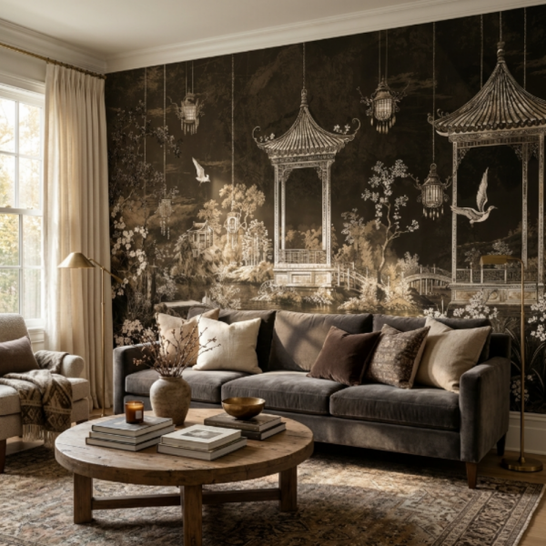 Doğu Bahçesi Pavilion Manzara Duvar Kağıdı – Imperial Mocha