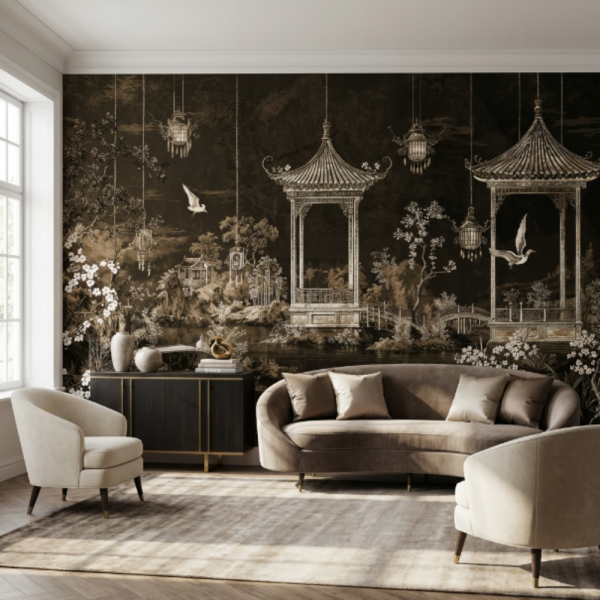 Doğu Bahçesi Pavilion Manzara Duvar Kağıdı – Imperial Mocha