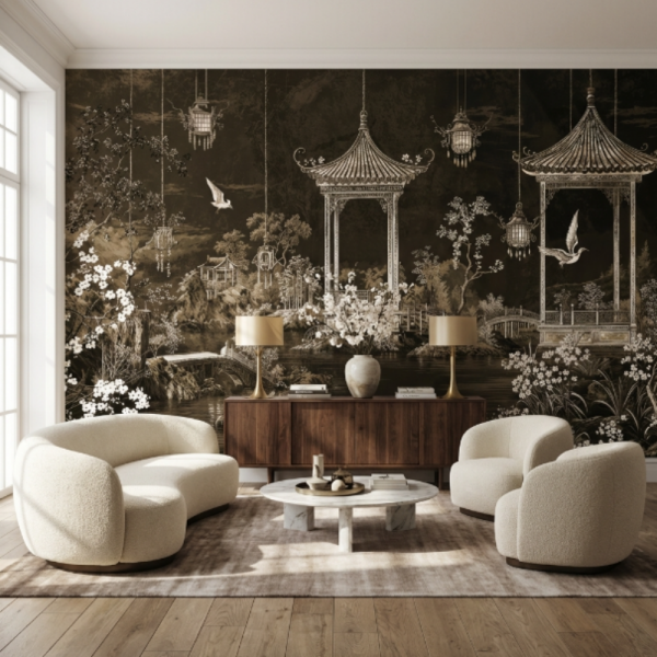 Doğu Bahçesi Pavilion Manzara Duvar Kağıdı – Imperial Mocha