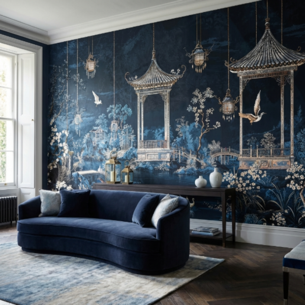 Doğu Bahçesi Pavilion Manzara Duvar Kağıdı – Midnight Azure