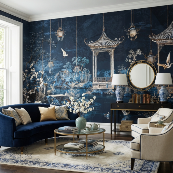 Doğu Bahçesi Pavilion Manzara Duvar Kağıdı – Midnight Azure