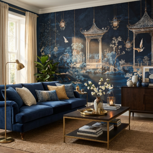 Doğu Bahçesi Pavilion Manzara Duvar Kağıdı – Midnight Azure