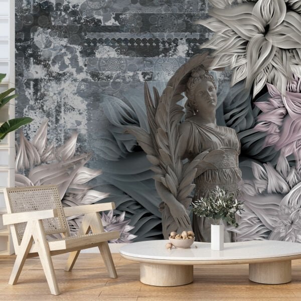 Mitolojik Çiçekler İçinde Kadın Duvar Kağıdı