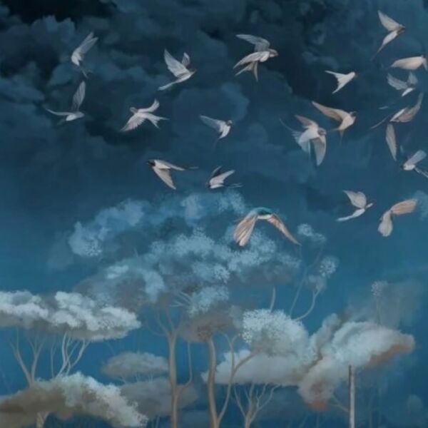 Kırlangıçlar Balıkçı Kuşları Özel Tasarım Duvar Kağıdı