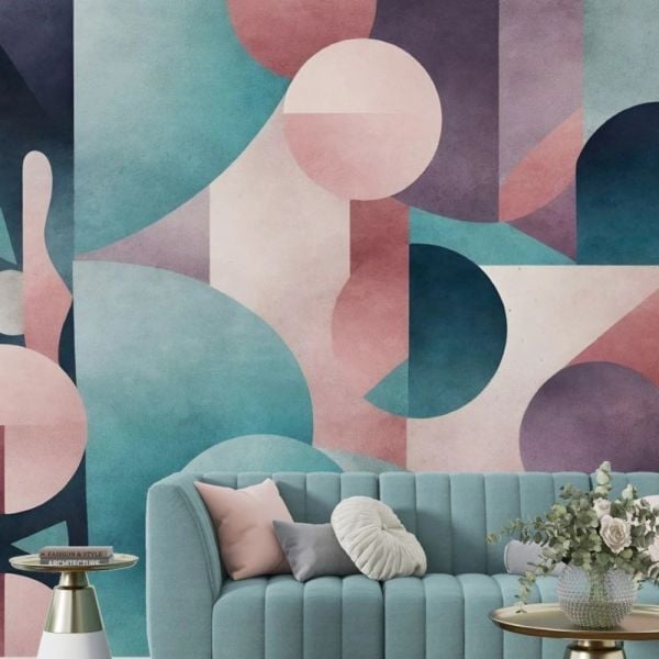 Geometrik Soft Renkler Tasarım Duvar Kağıdı