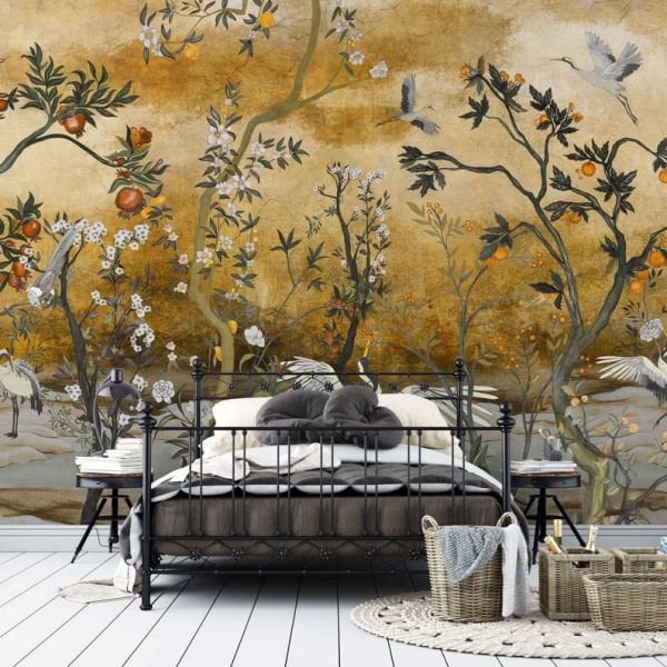 Nar Ağacı Turna Kuşları Duvar Kağıdı