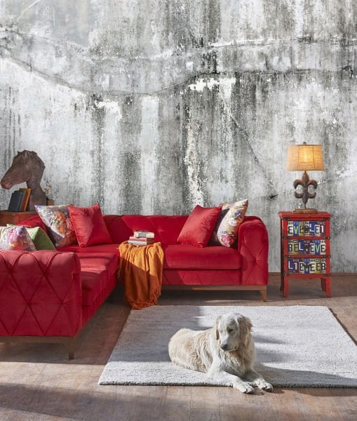 Soyut Desen Beton Görünümlü Duvar Kağıdı