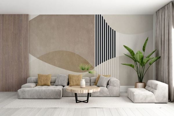 Geometrik Dalga Desen Tasarım Duvar Kağıdı