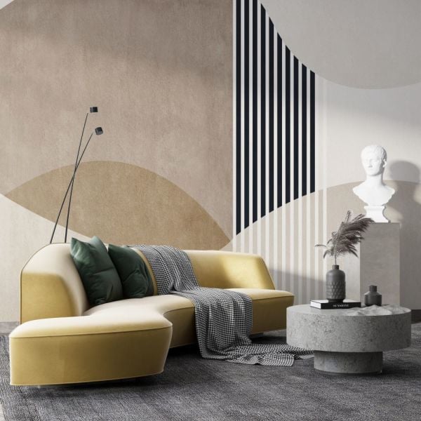 Geometrik Dalga Desen Tasarım Duvar Kağıdı