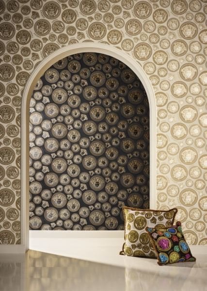 Versace 5 Medusa Head Black & Gold Duvar Kağıd