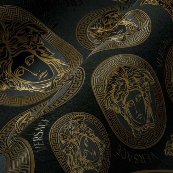 Versace 5 Medusa Head Black & Gold Duvar Kağıd