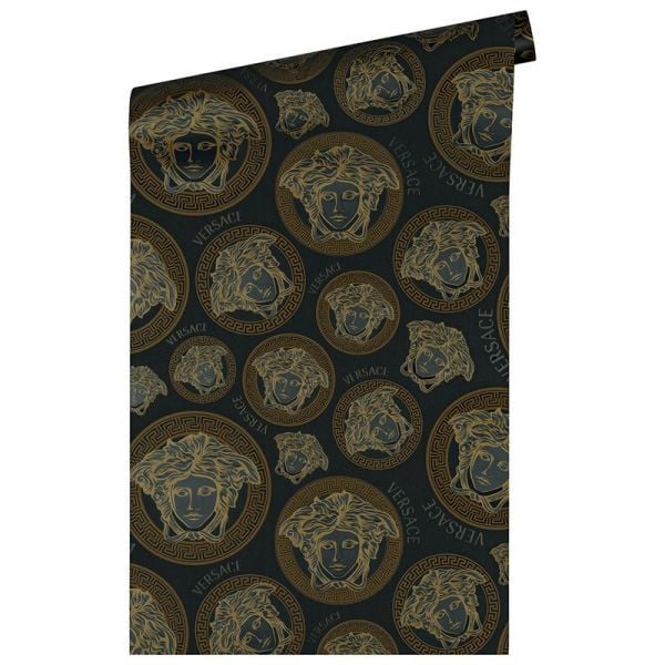 Versace 5 Medusa Head Black & Gold Duvar Kağıd