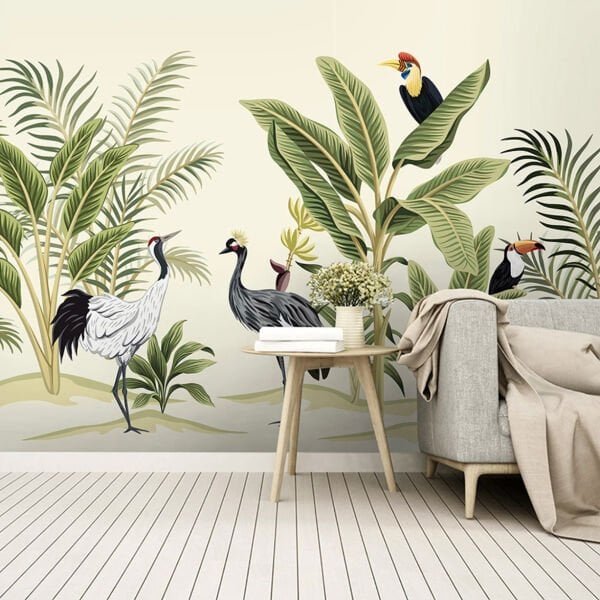 Tropik Bitkiler Arasında Balıkçı Kuşlar Duvar Kağıdı