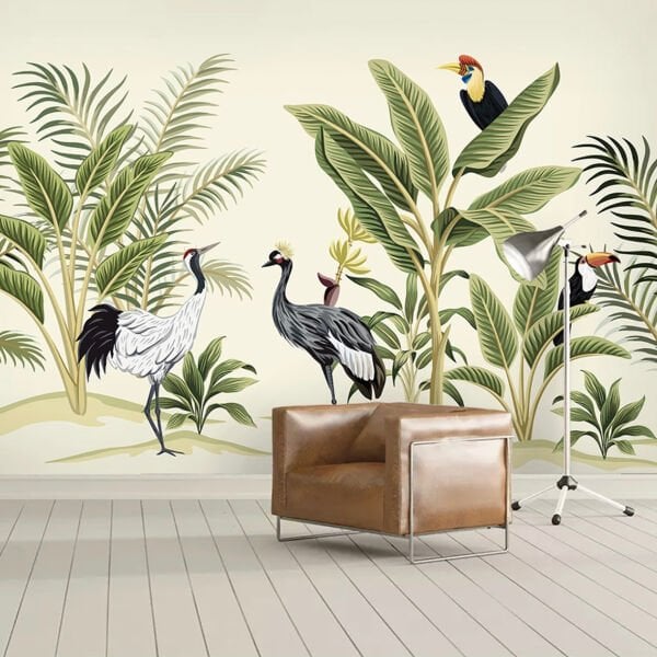 Tropik Bitkiler Arasında Balıkçı Kuşlar Duvar Kağıdı