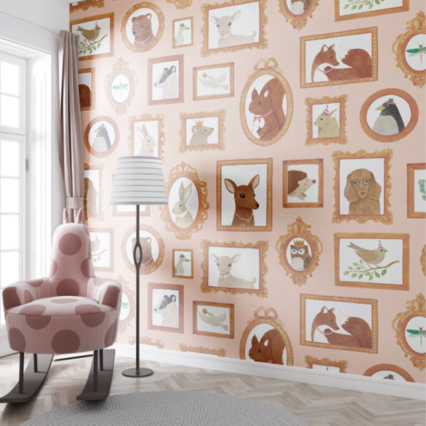Masal Çerçeveleri Sevimli Hayvanlar Çocuk Odası Duvar Kağıdı