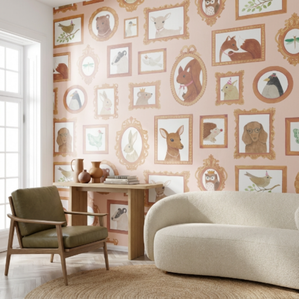 Masal Çerçeveleri Sevimli Hayvanlar Çocuk Odası Duvar Kağıdı