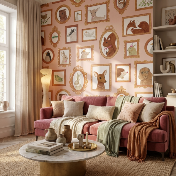 Masal Çerçeveleri Sevimli Hayvanlar Çocuk Odası Duvar Kağıdı