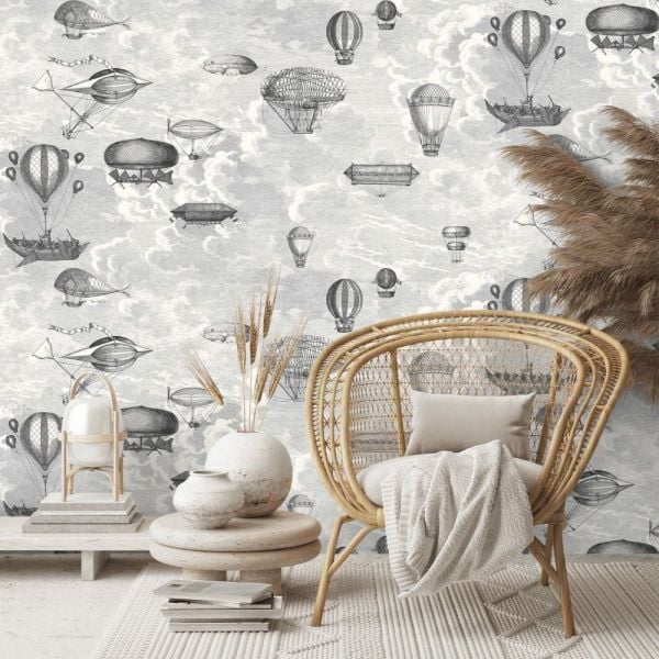 Fornasetti Yeni Dünya Çağrıştıran Uçan Makineler Duvar Kağıdı