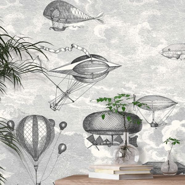 Fornasetti Yeni Dünya Çağrıştıran Uçan Makineler Duvar Kağıdı