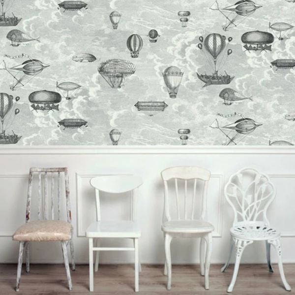 Fornasetti Yeni Dünya Çağrıştıran Uçan Makineler Duvar Kağıdı