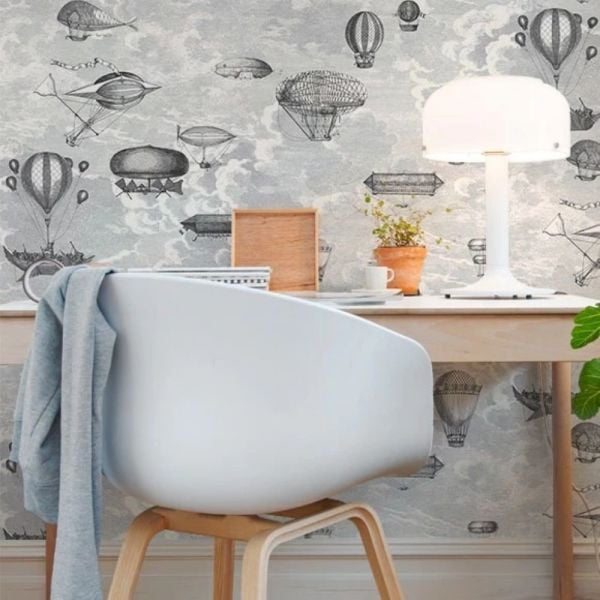 Fornasetti Yeni Dünya Çağrıştıran Uçan Makineler Duvar Kağıdı