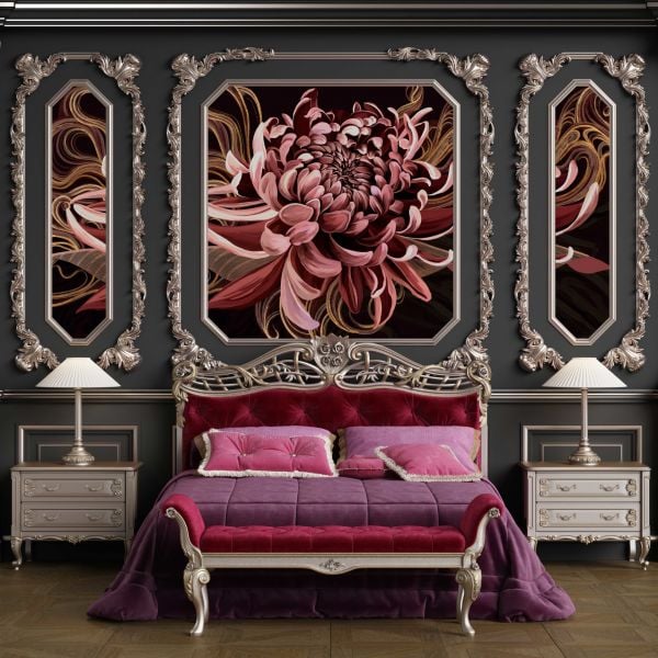 Şık Tasarımlı Kırmızı Şakayık Çiçek Duvar Kağıdı