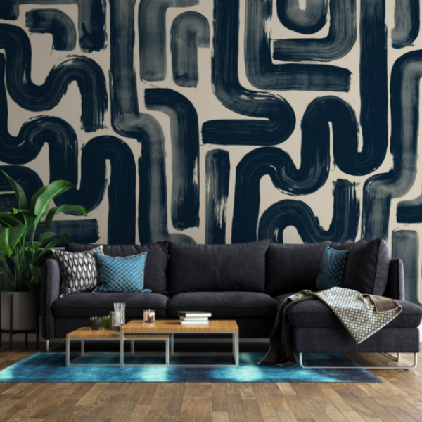 Modern Geometrik Fırça Desenli Duvar Kağıdı