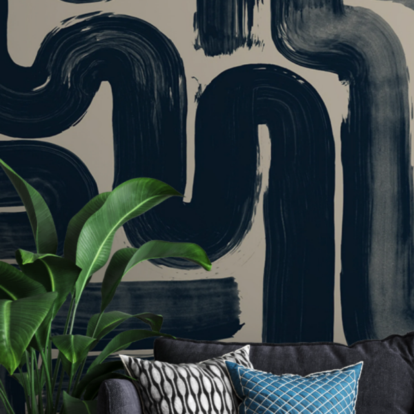 Modern Geometrik Fırça Desenli Duvar Kağıdı