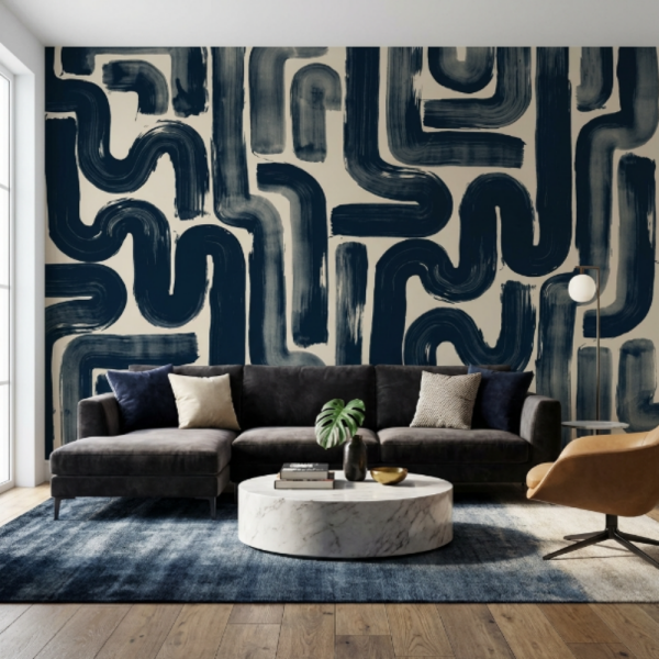 Modern Geometrik Fırça Desenli Duvar Kağıdı