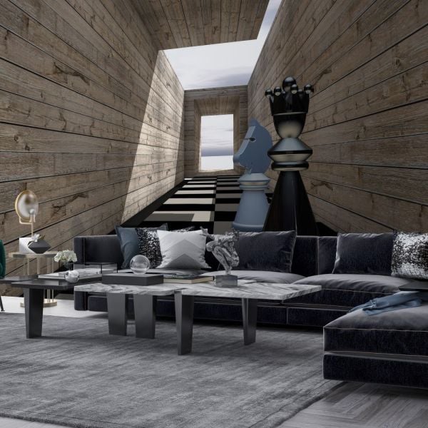 Derin Koridor Deniz Manzaralı Tasarım Duvar Kağıdı