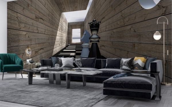 Derin Koridor Deniz Manzaralı Tasarım Duvar Kağıdı