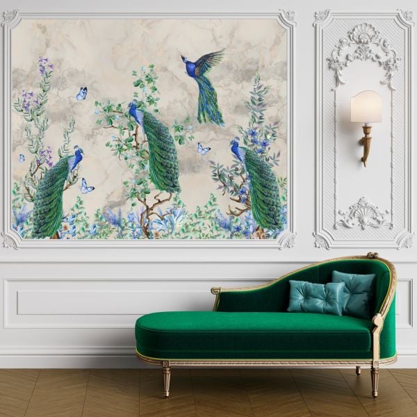 Tavus Kuşları Tasarım Duvar Kağıdı