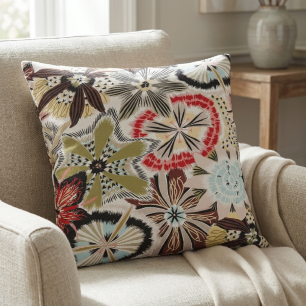 Sanatsal Çiçek Formlu Dekoratif Yastık