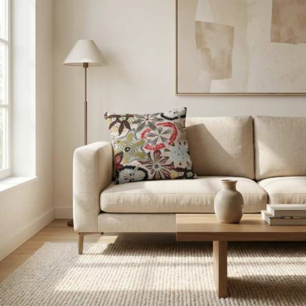 Sanatsal Çiçek Formlu Dekoratif Yastık