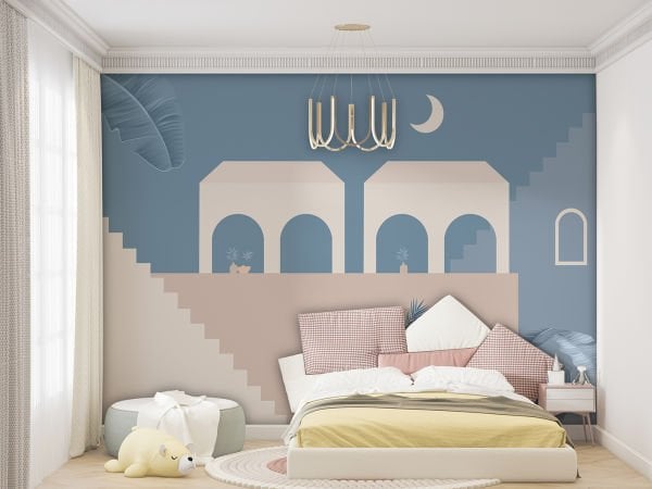 Geometrik Pencereler Merdiven Ay Duvar Kağıdı