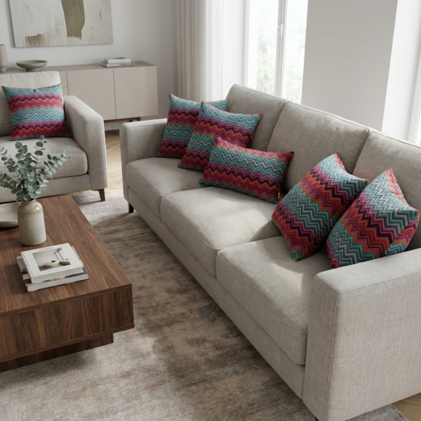 Renk Geçişli Zigzag Desenli Dekoratif Yastık