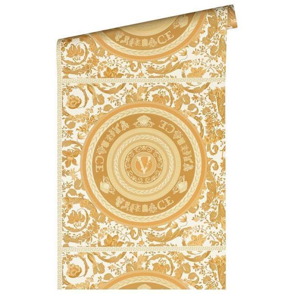 Versace 5 Virtus Gold Krem Duvar Kağıdı