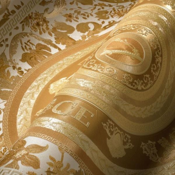 Versace 5 Virtus Gold Krem Duvar Kağıdı