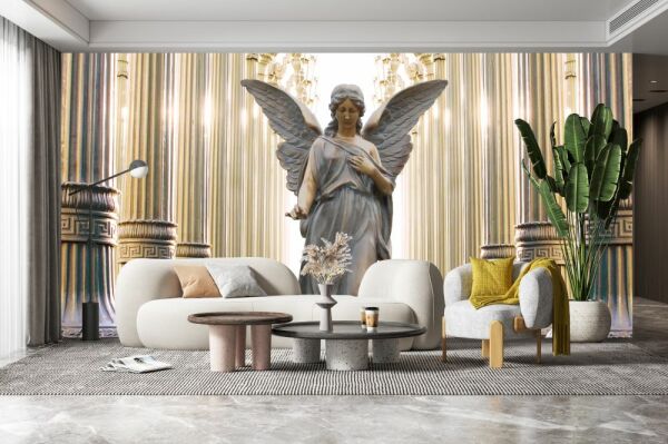 Sütunlar İçinde Melek Tasarım Duvar Kağıdı
