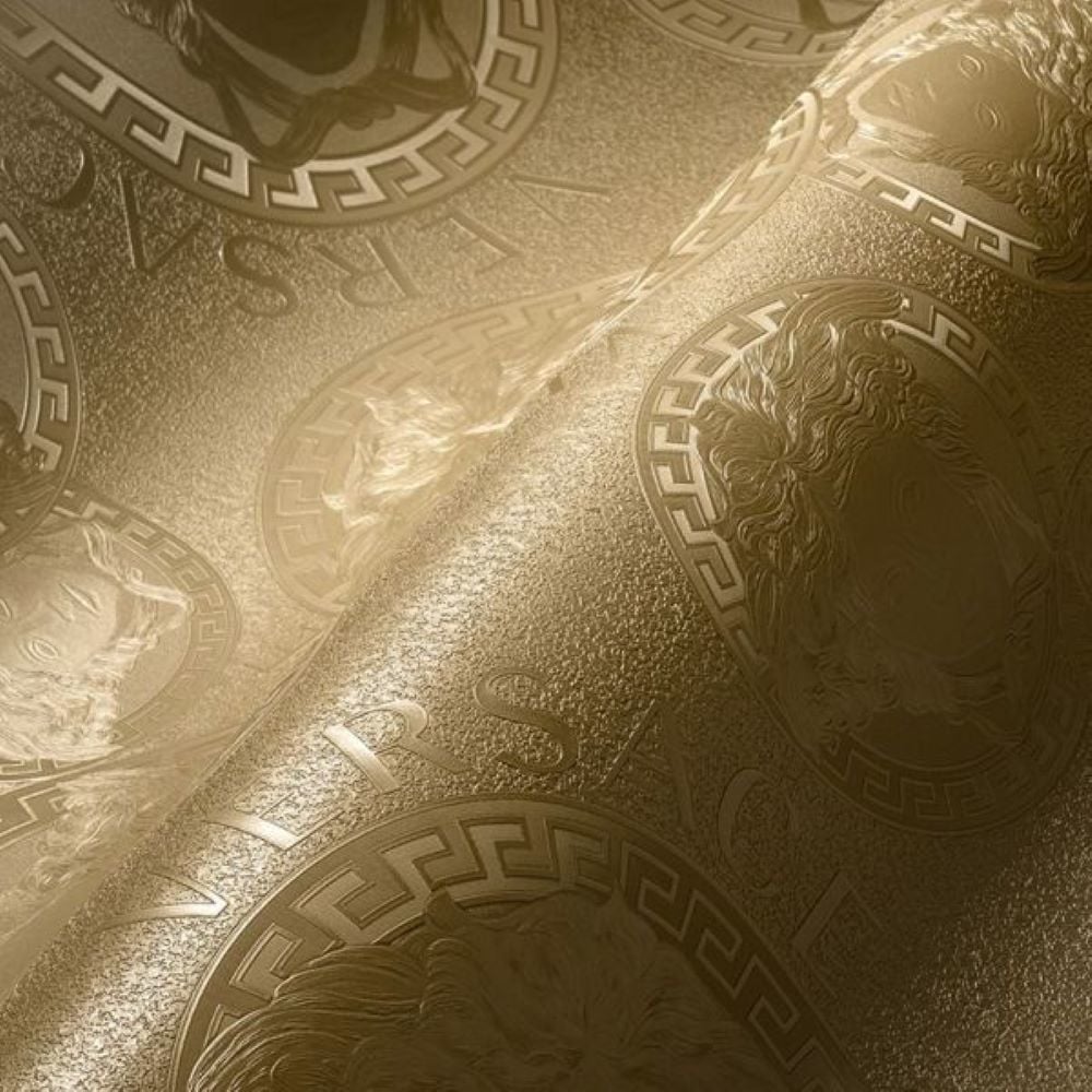 Versace 5 Virtus Barok Metalik Altın Duvar Kağıdı