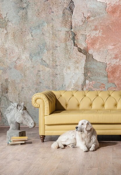 Somon Mavi Eskitme Duvar Kağıdı