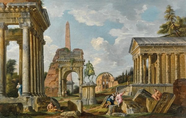 Tarihi Roma Bahçesi Sütunları Duvar Kağıdı