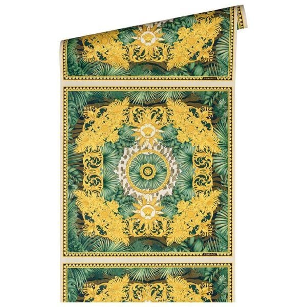 Versace 5 Virtus Karo Desen Gold Duvar Kağıdı