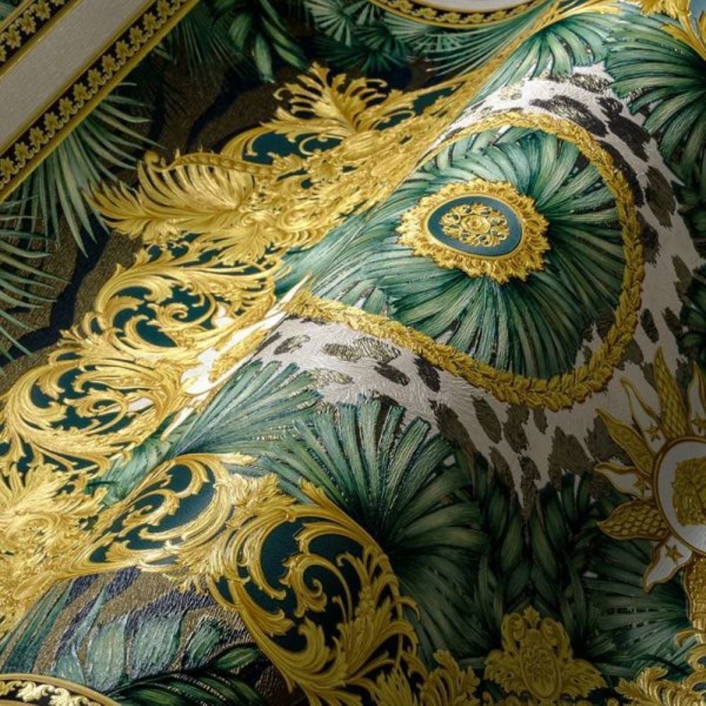Versace 5 Virtus Karo Desen Gold Duvar Kağıdı