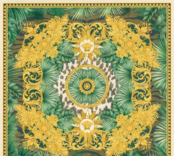 Versace 5 Virtus Karo Desen Gold Duvar Kağıdı