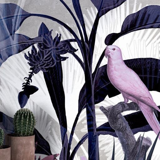 Uva Tropik Yapraklar Mor Renkler Duvar Kağıdı