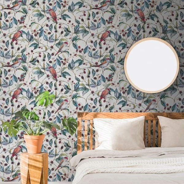 Tropik Sarmaşıklar İçinde Serçe Kuşlar Duvar Kağıdı