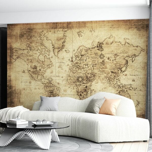 Sepya Renk Tarihi Harita Duvar Kağıdı
