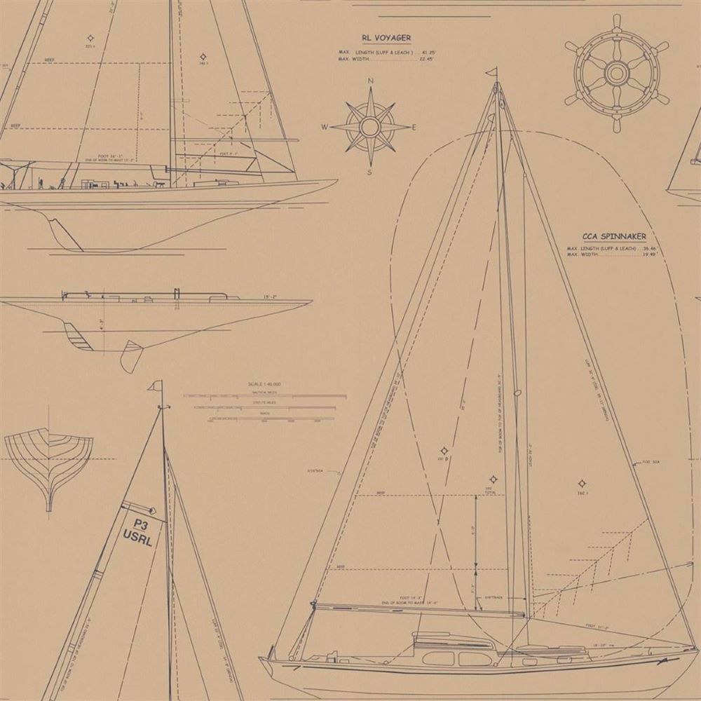 Boat Vintage Kese Kağıdı Saman Renk Duvar Kağıdı
